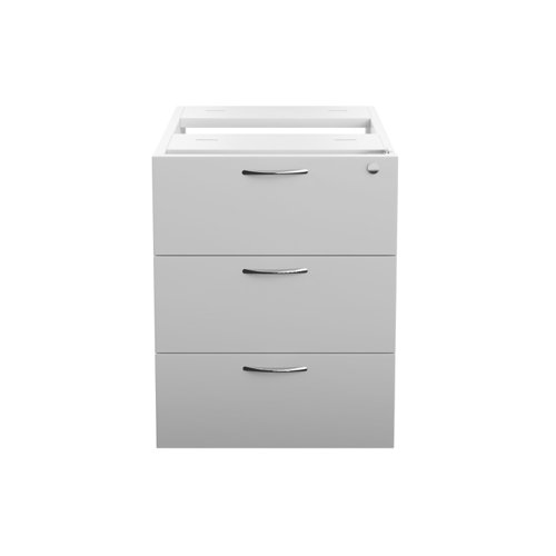 Essentials Fixed Pedestal 3 Drawers 655 Deep White TC Group