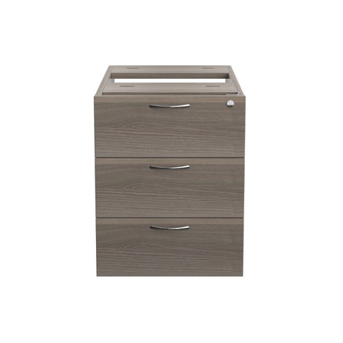 TESHP3GO Essentials Fixed Pedestal 3 Drawers Standard Grey Oak
