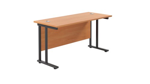 Twin Upright Rectangular Desk: 600mm Deep 1200X600 Beech/Black