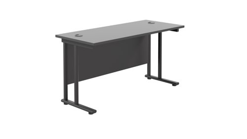 Twin Upright Rectangular Desk: 600mm Deep 1200X600 Black/Black