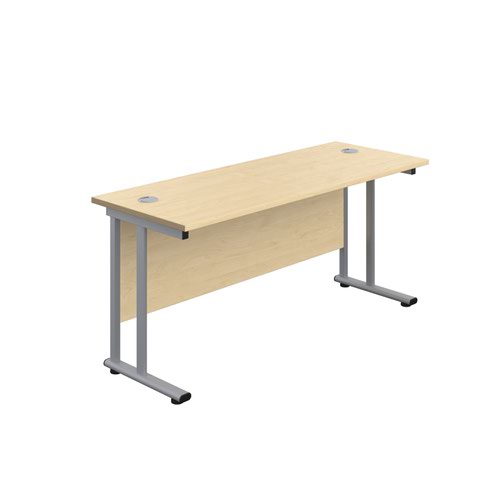 1200X600 Twin Upright Rectangular Desk Maple-Silver