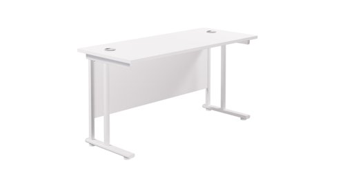 Twin Upright Rectangular Desk: 600mm Deep 1200X600 White/White