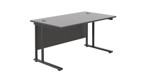 Twin Upright Rectangular Desk: 800mm Deep 1200X800 Black/Black