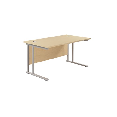 Twin Upright Rectangular Desk: 800mm Deep (FSC) 1200X800 Maple/Silver