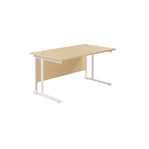 Twin Upright Rectangular Desk: 800mm Deep (FSC) 1200X800 Maple/White