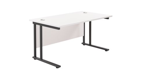 Twin Upright Rectangular Desk: 800mm Deep 1200X800 White/Black