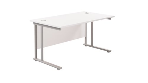 Twin Upright Rectangular Desk: 800mm Deep 1200X800 White/Silver