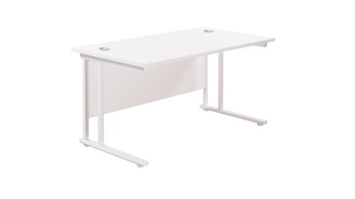 Twin Upright Rectangular Desk: 800mm Deep 1200X800 White/White