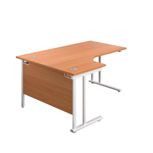 1400X1200 Twin Upright Left Hand Radial Desk Beech-White