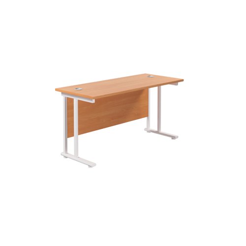 Twin Upright Rectangular Desk: 600mm Deep (FSC) 1400X600 Beech/White