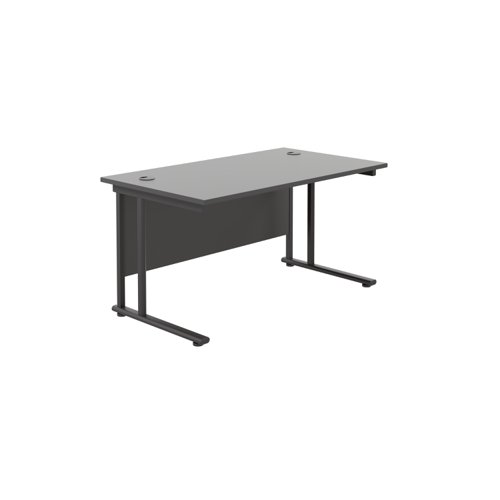 Twin Upright Rectangular Desk: 800mm Deep (FSC) 1400X800 Black/Black