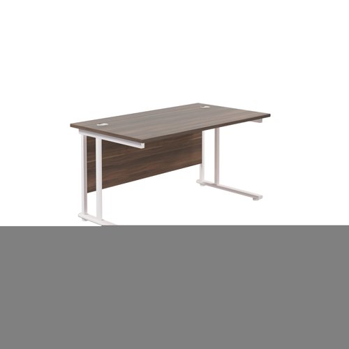 Twin Upright Rectangular Desk: 800mm Deep (FSC) 1400X800 Dark Walnut/White