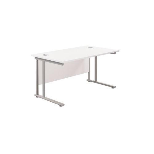 Twin Upright Rectangular Desk: 800mm Deep (FSC) 1400X800 White/Silver