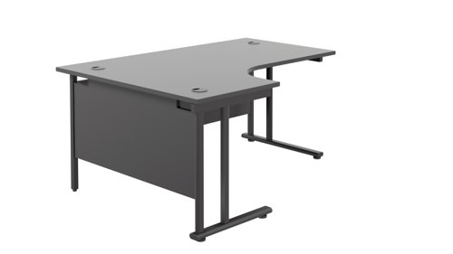 Twin Upright Left Hand Radial Desk (FSC) 1600X1200 Black/Black