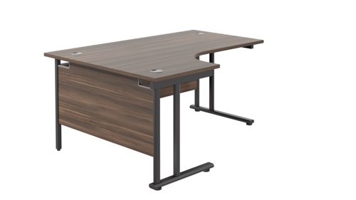 Twin Upright Left Hand Radial Desk (FSC) 1600X1200 Dark Walnut/Black