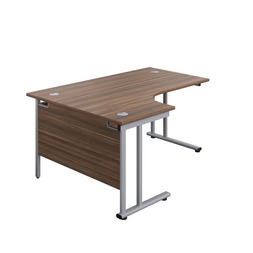 1600X1200 Twin Upright Left Hand Radial Desk Dark Walnut-Silver