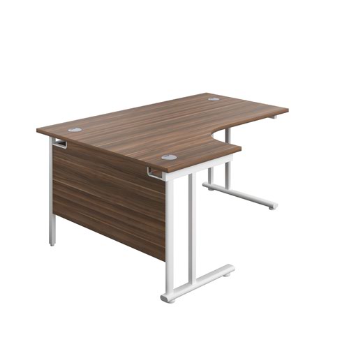 1600X1200 Twin Upright Left Hand Radial Desk Dark Walnut-White