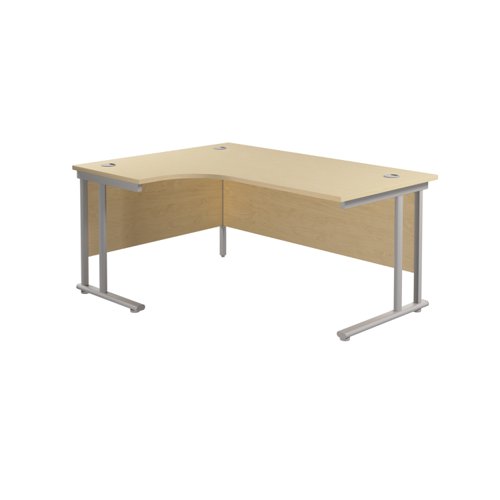 Twin Upright Left Hand Radial Desk (FSC) 1600X1200 Maple/Silver