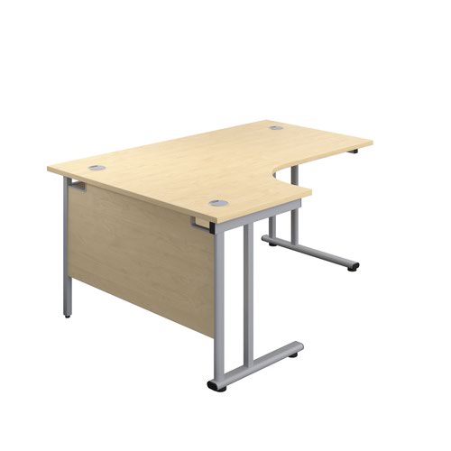 1600X1200 Twin Upright Left Hand Radial Desk Maple-Silver