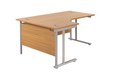 Twin Upright Left Hand Radial Desk 1600X1200 Nova Oak/Silver
