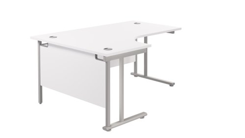 Twin Upright Left Hand Radial Desk (FSC) 1600X1200 White/Silver