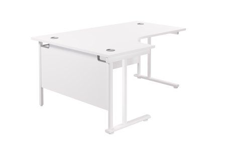Twin Upright Left Hand Radial Desk 1600X1200 White/White