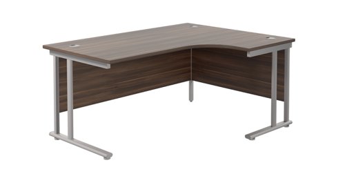Twin Upright Right Hand Radial Desk (FSC) 1600X1200 Dark Walnut/Silver