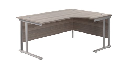 Twin Upright Right Hand Radial Desk (FSC) 1600X1200 Grey Oak/Silver