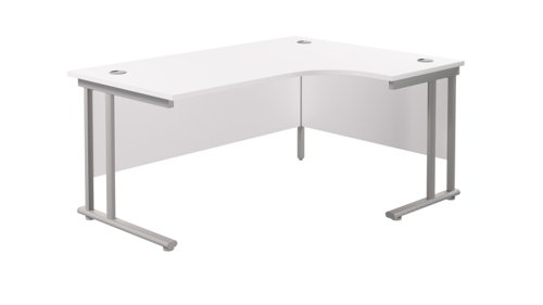 Twin Upright Right Hand Radial Desk 1600X1200 White/Silver
