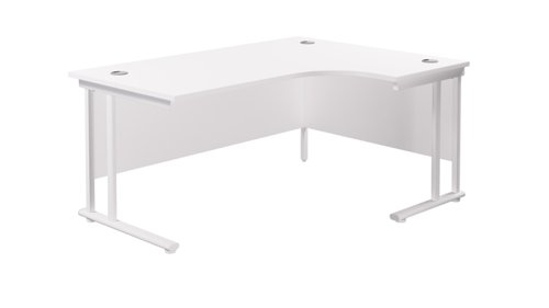 Twin Upright Right Hand Radial Desk 1600X1200 White/White