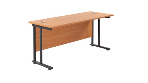 Twin Upright Rectangular Desk: 600mm Deep 1600X600 Beech/Black