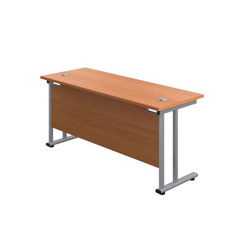 Jemini Rectangular Cantilever Desk 1600x600x730mm Beech/Silver KF806448