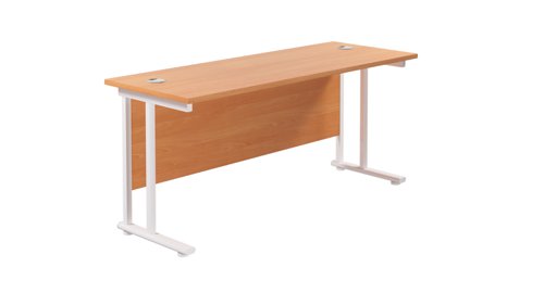 Twin Upright Rectangular Desk: 600mm Deep 1600X600 Beech/White