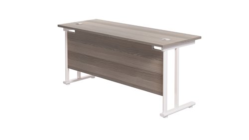 Twin Upright Rectangular Desk: 600mm Deep 1600X600 Grey Oak/White