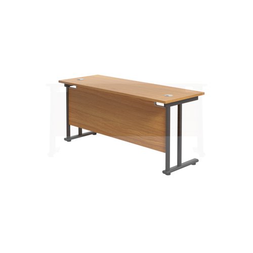 Twin Upright Rectangular Desk: 600mm Deep (FSC) 1600X600 Nova Oak/Black