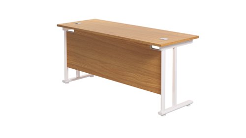 Twin Upright Rectangular Desk: 600mm Deep 1600X600 Nova Oak/White