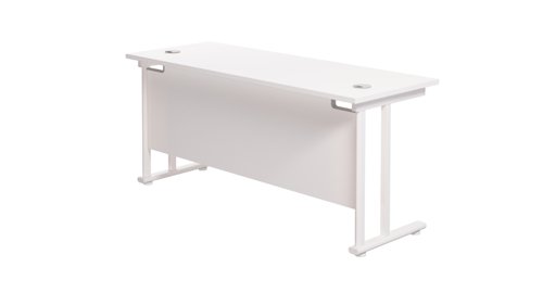 Twin Upright Rectangular Desk: 600mm Deep 1600X600 White/White