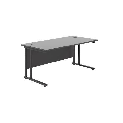 Twin Upright Rectangular Desk: 800mm Deep (FSC) 1600X800 Black/Black