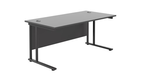 Twin Upright Rectangular Desk: 800mm Deep 1600X800 Black/Black