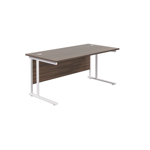 Twin Upright Rectangular Desk: 800mm Deep (FSC) 1600X800 Dark Walnut/White