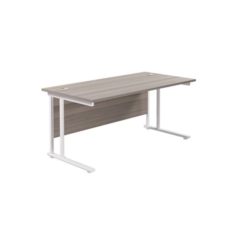 Twin Upright Rectangular Desk: 800mm Deep (FSC) 1600X800 Grey Oak/White