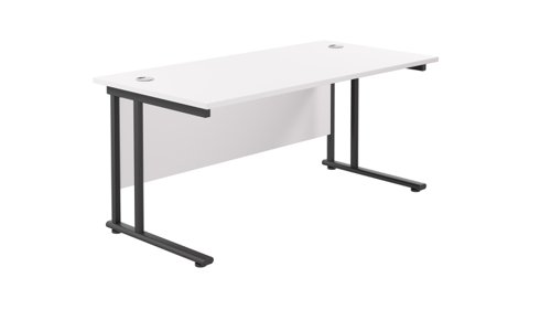 Twin Upright Rectangular Desk: 800mm Deep 1600X800 White/Black
