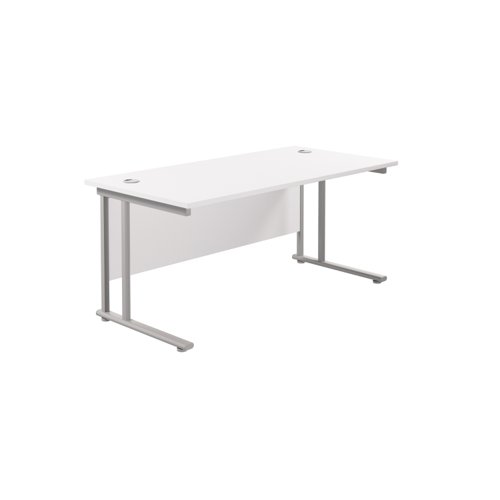 Twin Upright Rectangular Desk: 800mm Deep (FSC) 1600X800 White/Silver