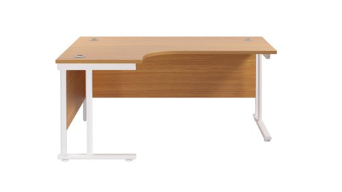 Twin Upright Left Hand Radial Desk (FSC) 1800X1200 Nova Oak/White