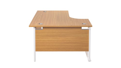 Twin Upright Left Hand Radial Desk (FSC) 1800X1200 Nova Oak/White