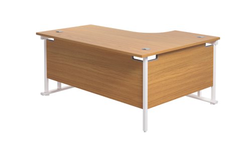 Twin Upright Left Hand Radial Desk (FSC) 1800X1200 Nova Oak/White