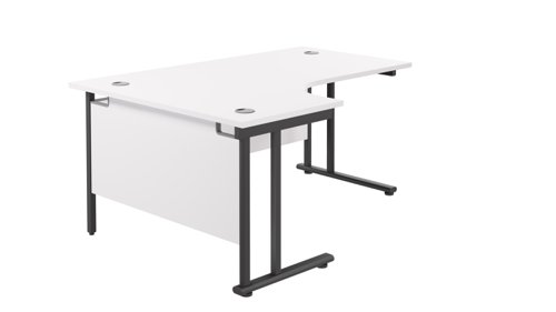 Twin Upright Left Hand Radial Desk 1800X1200 White/Black