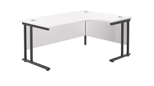 Twin Upright Right Hand Radial Desk 1800X1200 White/Black