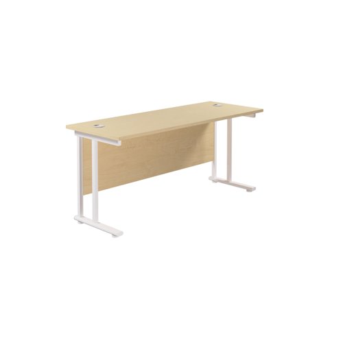 Twin Upright Rectangular Desk: 600mm Deep (FSC) 1800X600 Maple/White