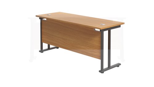 Twin Upright Rectangular Desk: 600mm Deep 1800X600 Nova Oak/Black